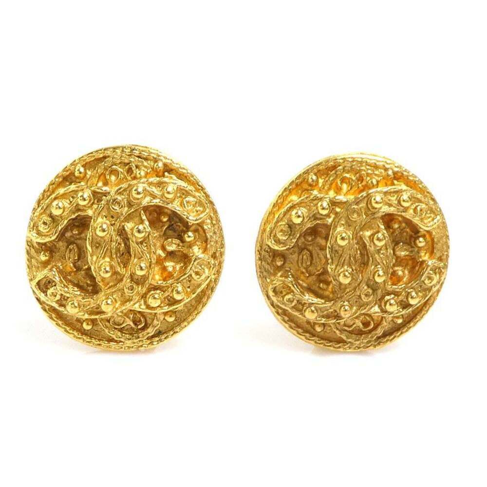 CHANEL Gold Logo Earrings